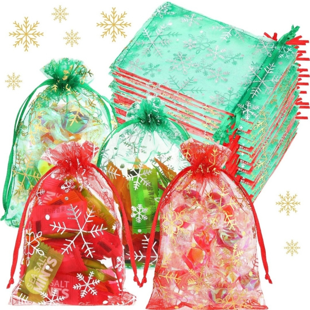 20/$5 Snowflake Mesh Bags w/a Drawstring NEW